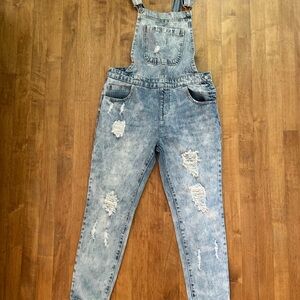 Forever 21 Sky Blue Denim Overalls, M